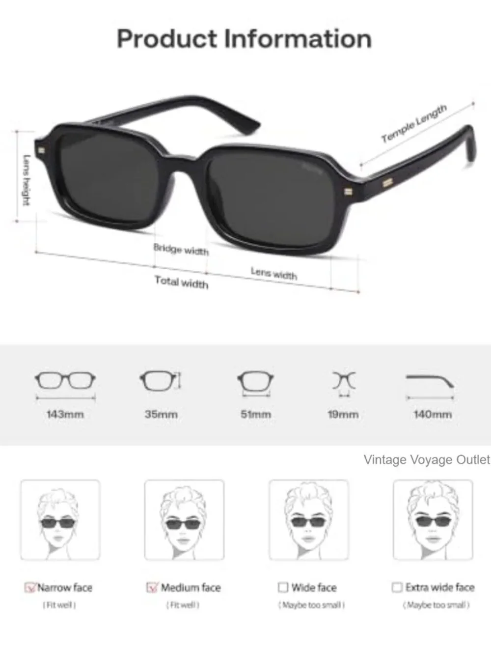 Rectangular Polarized Sunglasses UV400 TAC Lenses Polycarbonate Frame
